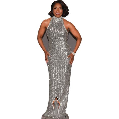 Figurine en carton Angela Bassett - Robe de Soirée - Actrice Américaine - Haut 165 cm