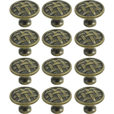 Set mit 12 Türgriffen aus Zinklegierung – Messingfarben – 33 x 24 mm – Geeignet für Schränke und Schubladen – Einfache Montage (1/5)