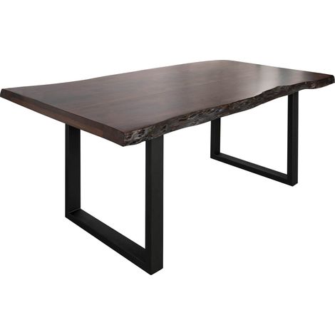 FREEFORM 5 Tavolo da pranzo in legno di acacia - laccato marrone / gambe in ferro - antracite mat 220x100x77