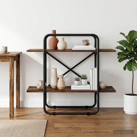 vidaXL Étagère 2 niveaux 80 x 35 x 70 cm PB Chêne fumé (1/5)