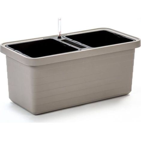 Maceta de autorriego URBALIVE BERBERIS DUO de 78 x 39 cm, gris claro.