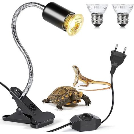 Lampe Chauffante Tortue Lampe Chauffante Terrarium avec 2 Ampoules UVA UVB 75W et 75W Lampe Tortue Terrestre avec Pince Pivotante à 360 ° pour Tortue Reptile Lézards Serpents Caméléon (1/5)
