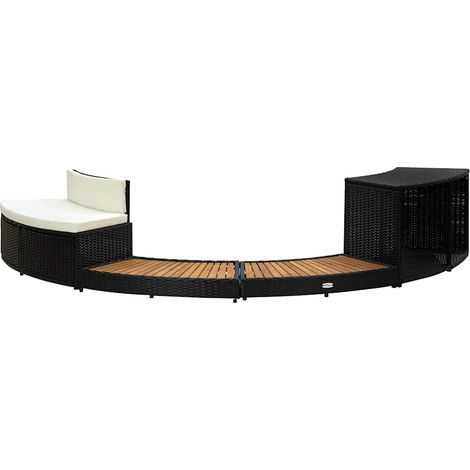 Maison Exclusive - Bordo Spa Nero in Polyrattan e Legno d'Acacia