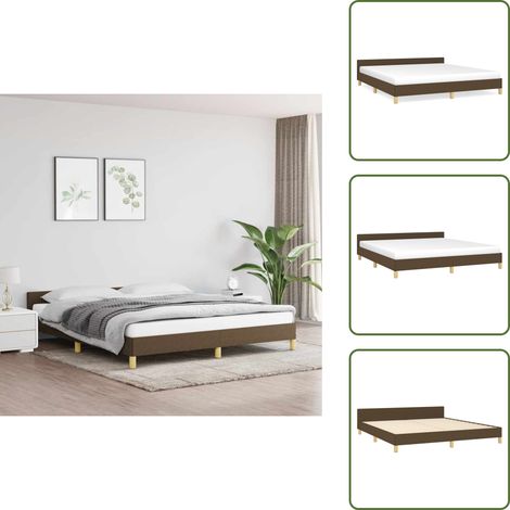 Cadre de lit sans matelas marron foncé 160x200 cm tissu - Cadre De Lit - Lit Double - Literie - Meuble Chambre - Design Moderne (1/5)