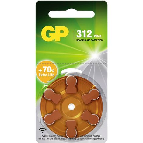 GP Batteria non ricaricabile per apparecchio acustico ZA 312 1.4 V 6 pz. Zinco-aria PR41 (1/2)