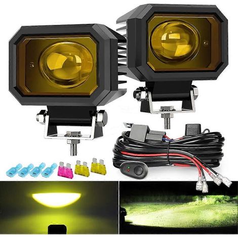 Projecteur de travail LED NAOEVO 12D 4 pouces, 18 000 lm, pour motos, camions, 4x4 et véhicules tout-terrain. Couleur : jaune-blanc. (1/5)