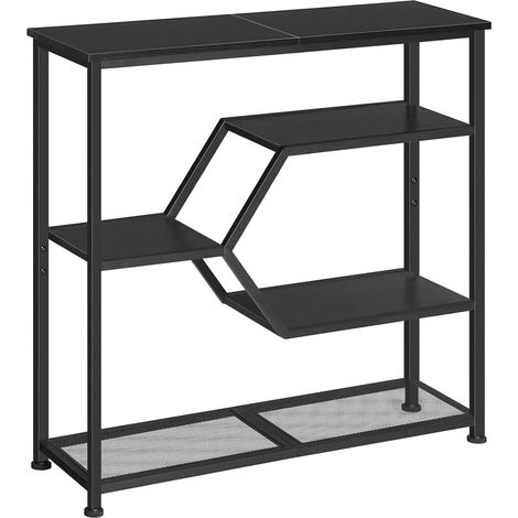 Table Console, Table d’Entrée à 5 Niveaux, Console Meuble Fine Style Industriel, Bout de Canapé de 80 cm, Cadre en Métal Robuste, pour Salon, Entrée, Couloir, Noir (1/5)