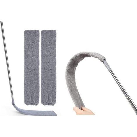 1 Brosse rétractable pour fentes, 3 chiffons en microfibre, manche extensible 284 cm, lavable, nettoyage sols et meubles (1/5)
