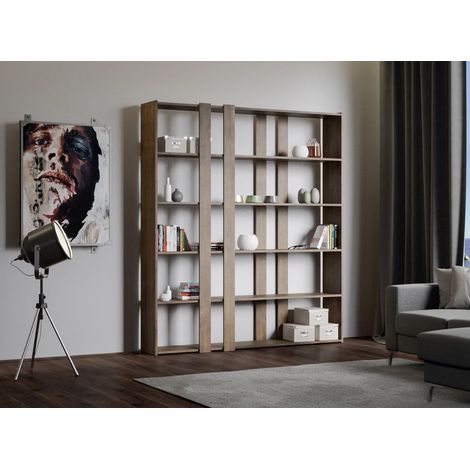 Bibliothèque bois noyer Samba 178 cm (1/4)
