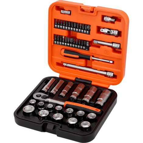Set di bussole e bussole lunghe esagonali 3/8" 51 pz - BAHCO S51MC3H