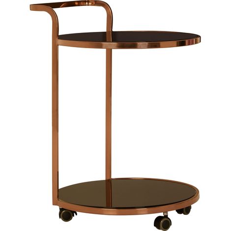 Interiors by Premier Elegant 2 Tier Gold Finish Drinks Trolley, Functional Bar Trolley, Easy Mobility Drinks Trolley (1/5)