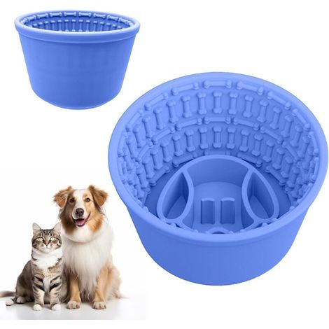 Anti-Slingshot Dog Bowl, Large Anti-Slingshot Dog Bowl, Silicone, Barrel-Shaped Dog Bowl Up to 100°, Dishwasher Safe, Stops Flatulence (Sky Blue) (1/5)