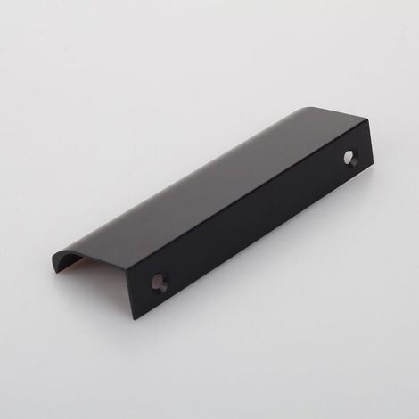 4 tiradores de aluminio con fijación trasera, tiradores invisibles para cajones, armarios y alacenas - Herrajes para muebles (negro, 120 mm de longitud) (1/4)