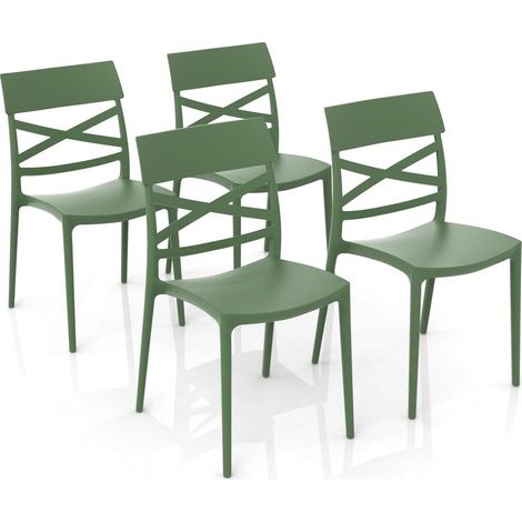 GLOUPIE Set 4 Sedie Impilabili Jazz In Polipropilene Neutro Rinforzato Agave, L 44,5 x P 54,5 x H 85,5 Cm, Made In Italy (1/5)