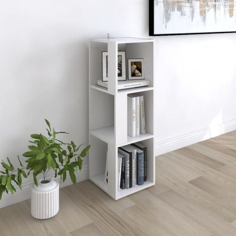 Armoire d'angle salon, Etagère de Rangement d'angle, Bibliothèque Style moderne Blanc 33x33x100 cm Aggloméré HYB31747 (1/5)