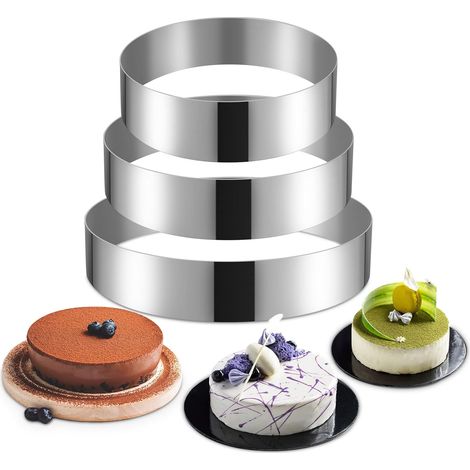 3 Cercle à Pâtisserie, Acier Inoxydable, 20 23 26 cm, Moule à Gâteau, Pour Mousse Entremet, Cuisine Domestique (1/5)
