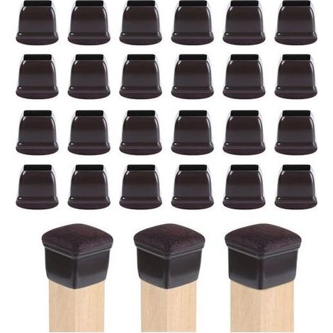 TAISHENGDA – 24 Silikon-Stuhlbeinschoner (19–25 mm), Möbelbeingleiter, rutschfeste Tischauflagen, Holzschoner für Möbelbeine, Dunkelbraun (1/5)