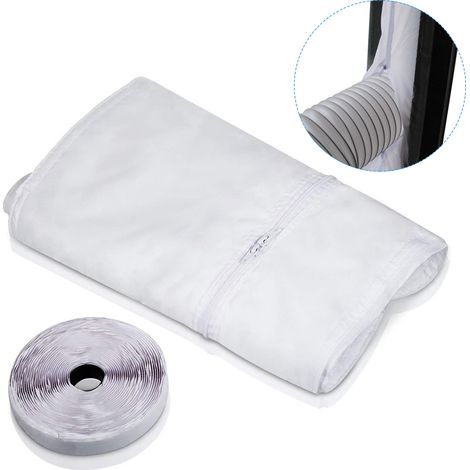Protection d'étanchéité Fenêtre Cloth pour Climatiseur Mobile Premium Soft Bords Anti-retour Matériau Waterproof 400cm Type Blanc Lot avec Zipper Magic Stickers (1/5)