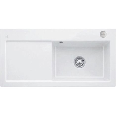 Lavabo encastré SUBWAY 60 XL FLAT 965 x 475 mm avec bonde excentrée. Blanc pierre (1/3)
