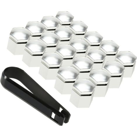 20 Stück 19 mm silberchromfarbene Radmutternkappen, passend für Vauxhall Opel, Silber - (1/5)