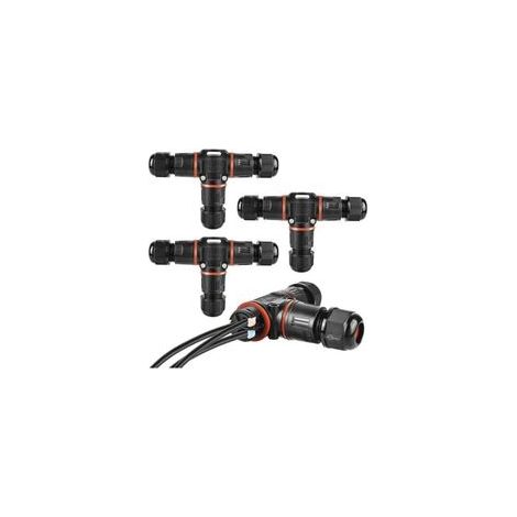 Connettore per cavo a 3 pin, IP68, scatola di derivazione per cavo di terra da 3 a 12 mm di diametro, scatola di derivazione esterna impermeabile, nera (1/4)