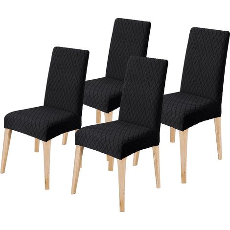 Stuhlhussen 4er Set, Universal Esszimmerstuhlbezug, Abnehmbar Waschbar, Schwarz (1/5)