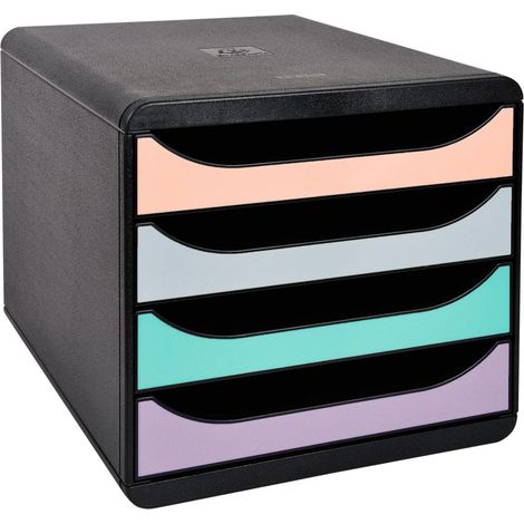 Module de classement Exacompta Big Box 4 tiroirs coffre noir - noir/assortis pastel (1/5)