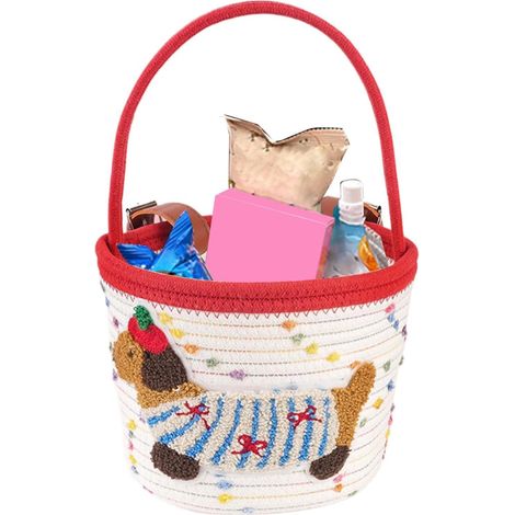 Paniers de vélo pour enfants Corde en coton Design teckel Support de guidon Panier de vélo pour enfants – pour garçons et filles – pour les courses, la plage, le cyclisme en montagne (1/5)
