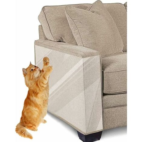 Cinta transparente antiarañazos para gatos – Paquete de 8 láminas de doble cara – Protege muebles y alfombras – Se adhiere a todas las superficies (1/5)