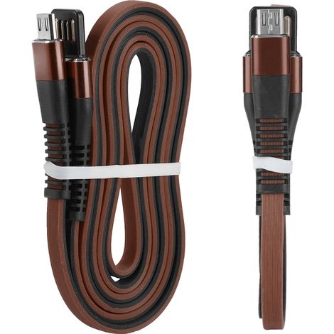 Câble USB double face 1m pour téléphone et PC, prise invisible marron et noir (1/5)