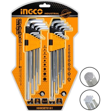 Serie di chiavi esagonali e Torx Ingco 18 pz HHKSET0181 (1/6)