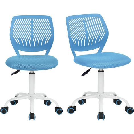 Blaue Ergonomische Bürostühle 2er Set Verstellbar Drehstuhl Stoffsitz (1/5)