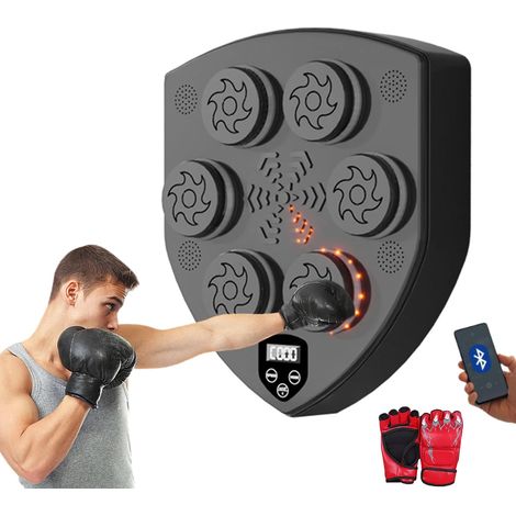 Machine de Boxe Musicale, Équipement D'entraînement de Boxe Mural en PU, Tapis de Boxe LED, Bluetooth, Lumières au Rythme de la Musique. (1/5)