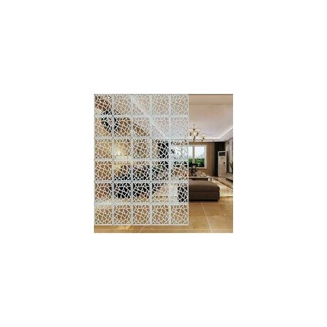 Paravent - Panneau De Séparation En Bois-Plastique - 29 cm x 29 cm - Blanc - 12 Pièces