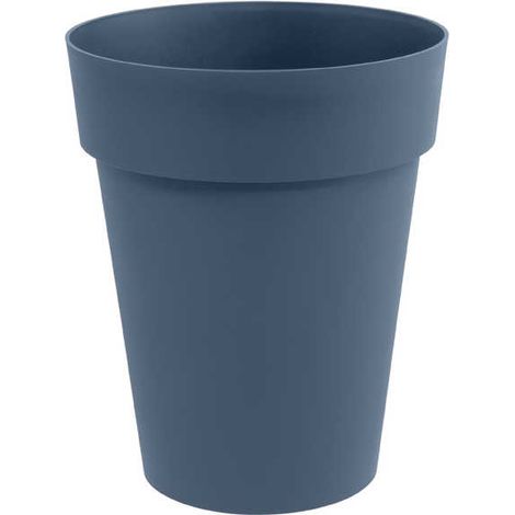 EDA - Pot de fleurs Rond mi-haut - Toscane - Ø 44 x 53 cm - Intérieur / Extérieur - 50 L - Bleu Jean
