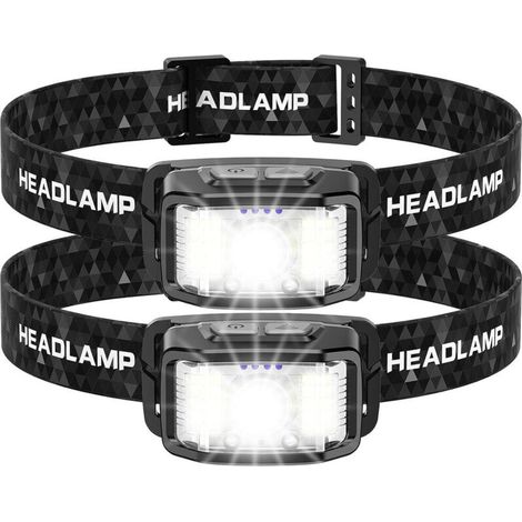 2 Pièces Lampe Frontale LED Ultra Puissante, 2000 Lumens ,Capteur De Mouvement,Pour Pêche,Camping,Cyclisme,Running (1/5)