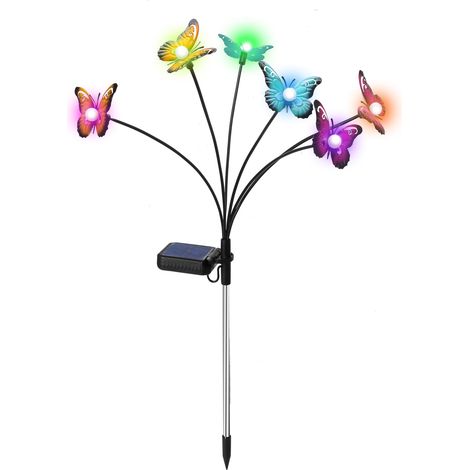 Lámparas solares con forma de mariposa y 6 cabezales de colores (juego de 2) (1/5)