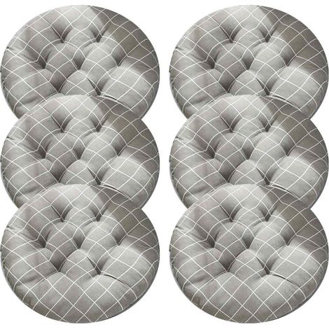 Coussin de Chaise - 40x40 cm - Lot de 6 Galettes Carrées - Intérieur et Jardin - Motifs Variés - Inclut 1 Coussin Rond - 20 Surpiqûres (1/5)