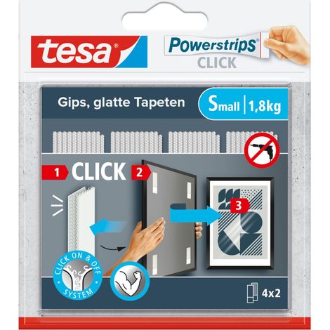 tesa Powerstrips Click Small 4 Stück Selbstklebend