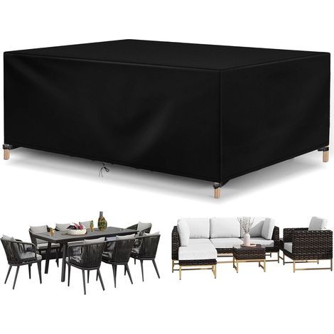 Housse de salon de jardin, housse de protection rectangulaire 420D housse de bâche, imperméable, résistante aux intempéries, noir , 200 x 160 x 70 cm (1/4)