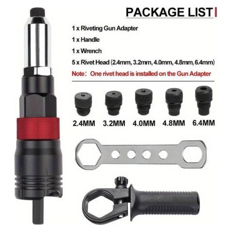 FENOPLASTICAKit de Machine à Riveter Professionnelle Multifonctionnelle 2,4-6,4 mm - Adaptateurs Perçage & Poignées Clés - Idéal pour Bricolage & Atelier Artisans & Bricoleurs (1/4)