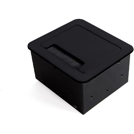 Emuca Desktop Multi-Connector Atom 14, 130x115mm, 1 Schuko-Stecker, 2 USB Typ A, 1 HDMI, Stahl und Kunststoff und Aluminium, Schwarz lackiert (1/5)