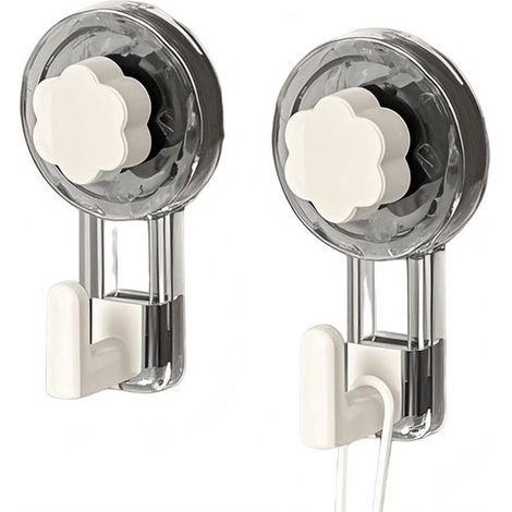 Paquete de 2 ganchos de ventosa para baño - Soportes para toallas - No requiere taladro - Para duchas, cocinas, paños de cocina e inodoros - 12 x 6,5 x 3 cm (1/5)