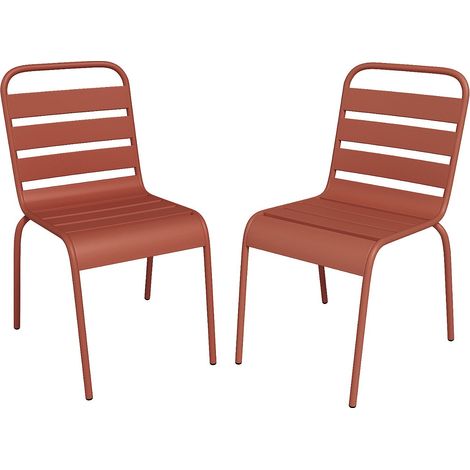 Lot de 2 chaises de jardin empilables en métal - Terracotta - MIRMANDE de MYLIA