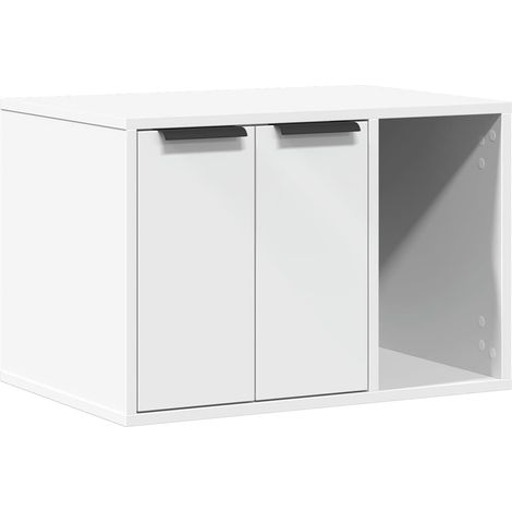Meuble de bac à litière pour chat blanc bois d'ingénierie CFW80385 (1/5)