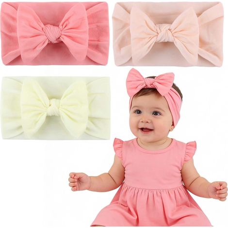 Set di 3 fasce per capelli in nylon per neonate - Sottili e ultraleggere - Elastiche - Accessorio perfetto per servizi fotografici per neonati (1/5)