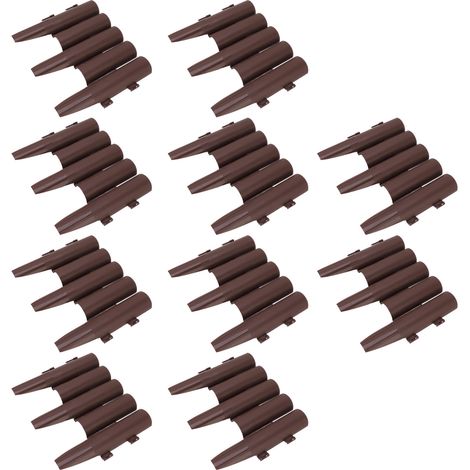 Lot de 10 bordures courtes décalées en polypropylène (PP), faciles à installer, couleur marron, pour balcon ou parterre de fleurs. (1/5)