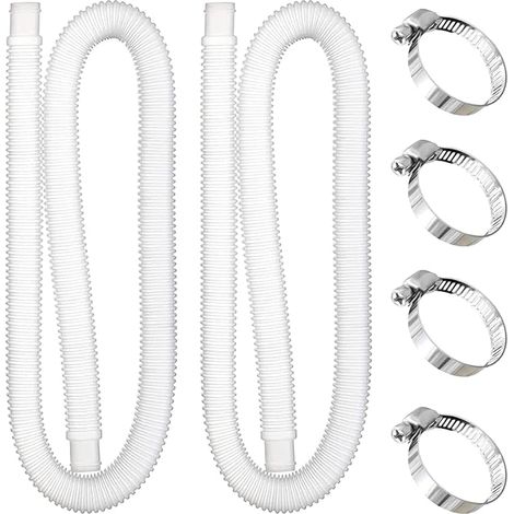 Tuyau Piscine 32mm, 2 Pièces 1m Tuyaux de Rechange pour Piscine Hors Sol avec 4 Pinces Métalliques Tuyau Aspiration Pompe de Remplacement de Pompe de Filtre de Piscine (1/5)