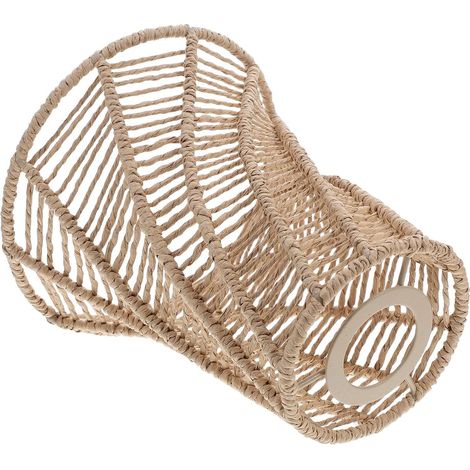 Petit abat-jour tissé à la main, compatible avec les ampoules E27, abat-jour mural, matériau naturel, abat-jour transparent, idéal pour la décoration du salon et de la chambre, éclairage intérieur uni (1/5)