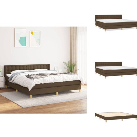 Sommier à lattes de lit avec matelas Marron foncé 160x200 cm - Lit Double - Lit Tapissier - Literie - Chambre À Coucher - Matelas À Ressorts Ensachés (1/5)